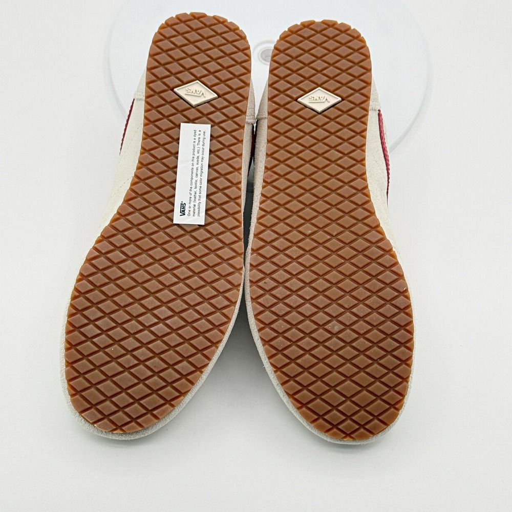 Vans Super Lowpro Size 8 Womens Suede Marshmallow/Red NEW - Picture 7 of 10